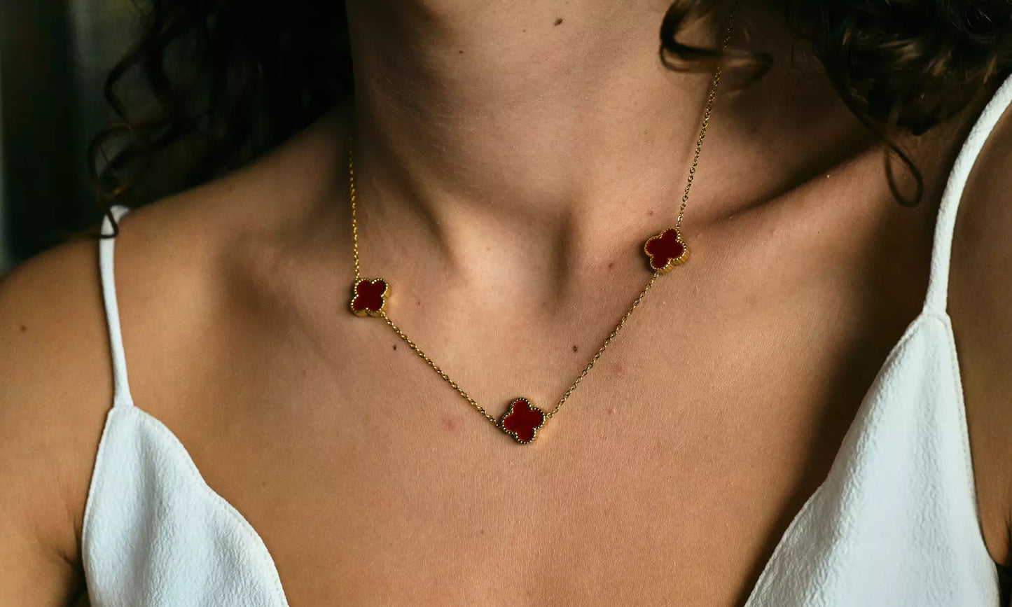 NECKLACE CLOVER 10 DESIGNS | RED