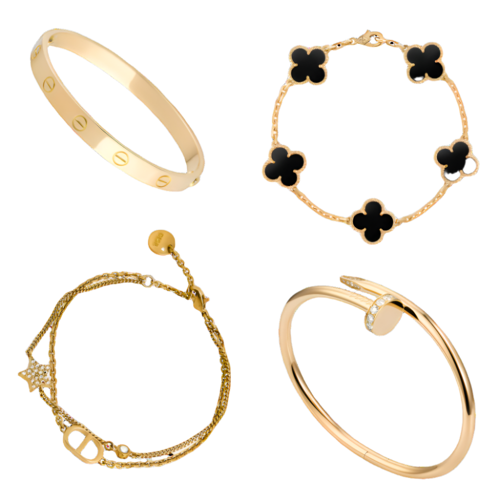 SET OF 4 BLACK BRACELETS WITH GOLD EDITION