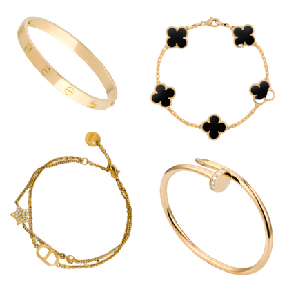 SET OF 4 BLACK BRACELETS WITH GOLD EDITION